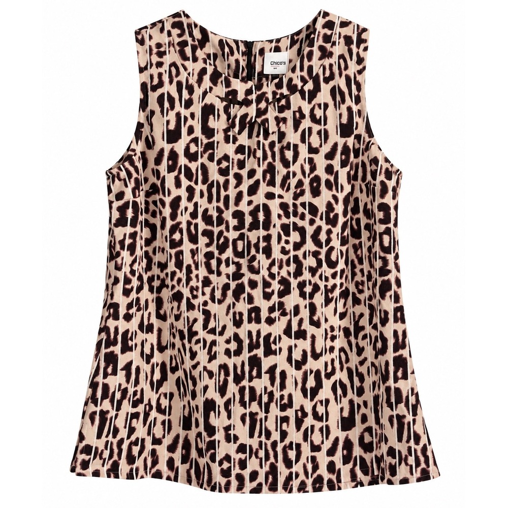 CAbi Ginger Top Style 3070 Medium Leopard Cheetah Print Blouse Quiet Luxury